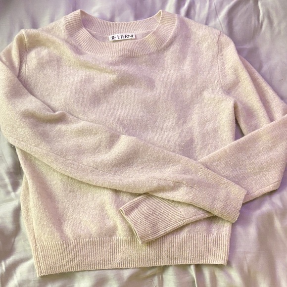 ETERNE 100% Cashmere cream color Women's Crew Neck Sweater waist high